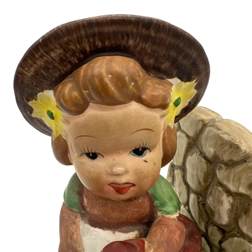 Vintage Ucagco Ceramic Bookends Boy & Girl Made in Japan 6.5